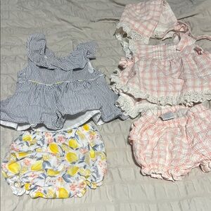 Tommy Bahama Blue Striped seersucker and Tahari baby Pink Plaid 3 mon Dress Set